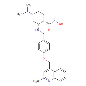 362486-37-1  4-Piperidinecarboxamide,N-hydroxy-1-(1-methylethyl)-3-[[4-[(2-methyl-4-quinolinyl)methoxy]benzoyl]amino]-, (3S,4S)-
