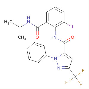 362637-76-1  1H-Pyrazole-5-carboxamide,N-[2-iodo-6-[[(1-methylethyl)amino]carbonyl]phenyl]-1-phenyl-3-(trifluoromethyl)-
