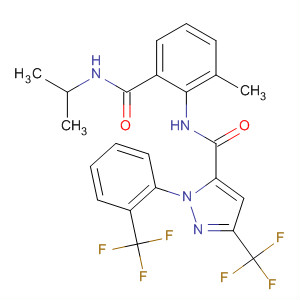 362638-07-1  1H-Pyrazole-5-carboxamide,N-[2-methyl-6-[[(1-methylethyl)amino]carbonyl]phenyl]-3-(trifluoromethyl)-1-[2-(trifluoromethyl)phenyl]-