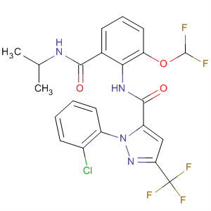 362638-88-8  1H-Pyrazole-5-carboxamide,1-(2-chlorophenyl)-N-[2-(difluoromethoxy)-6-[[(1-methylethyl)amino]carbonyl]phenyl]-3-(trifluoromethyl)-