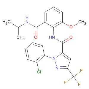 362638-89-9  1H-Pyrazole-5-carboxamide,1-(2-chlorophenyl)-N-[2-methoxy-6-[[(1-methylethyl)amino]carbonyl]phenyl]-3-(trifluoromethyl)-