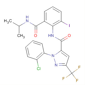 362638-90-2  1H-Pyrazole-5-carboxamide,1-(2-chlorophenyl)-N-[2-iodo-6-[[(1-methylethyl)amino]carbonyl]phenyl]-3-(trifluoromethyl)-