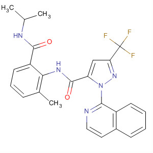 362638-95-7  1H-Pyrazole-5-carboxamide,1-(1-isoquinolinyl)-N-[2-methyl-6-[[(1-methylethyl)amino]carbonyl]phenyl]-3-(trifluoromethyl)-