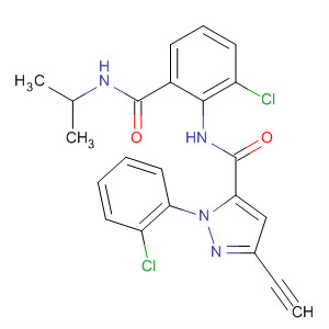 362639-10-9  1H-Pyrazole-5-carboxamide,N-[2-chloro-6-[[(1-methylethyl)amino]carbonyl]phenyl]-1-(2-chlorophenyl)-3-ethynyl-