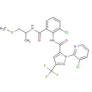 362639-30-3  1H-Pyrazole-5-carboxamide,N-[2-chloro-6-[[[1-methyl-2-(methylthio)ethyl]amino]carbonyl]phenyl]-1-(3-chloro-2-pyridinyl)-3-(trifluoromethyl)-
