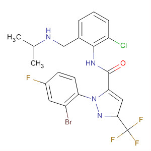 362639-44-9  1H-Pyrazole-5-carboxamide,1-(2-bromo-4-fluorophenyl)-N-[2-chloro-6-[[(1-methylethyl)amino]carbonyl]phenyl]-3-(trifluoromethyl)-