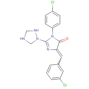 368889-97-8  4H-Imidazol-4-one,3-(4-chlorophenyl)-5-[(3-chlorophenyl)methylene]-3,5-dihydro-2-(1H-1,2,4-triazol-1-yl)-