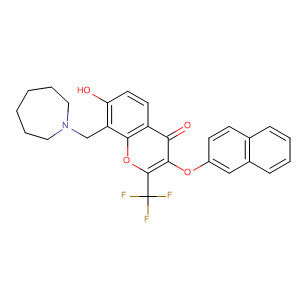 370854-03-8  4H-1-Benzopyran-4-one,8-[(hexahydro-1H-azepin-1-yl)methyl]-7-hydroxy-3-(2-naphthalenyloxy)-2-(trifluoromethyl)-
