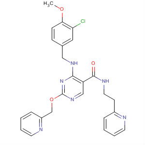 372113-56-9  5-Pyrimidinecarboxamide,4-[[(3-chloro-4-methoxyphenyl)methyl]amino]-N-[2-(2-pyridinyl)ethyl]-2-(2-pyridinylmethoxy)-
