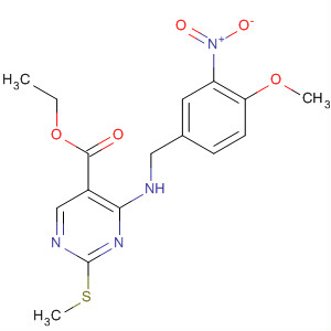 372113-61-6  5-Pyrimidinecarboxylic acid,4-[[(4-methoxy-3-nitrophenyl)methyl]amino]-2-(methylthio)-, ethyl ester
