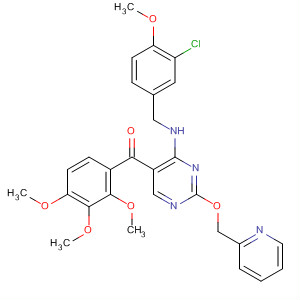 372113-83-2  Methanone,[4-[[(3-chloro-4-methoxyphenyl)methyl]amino]-2-(2-pyridinylmethoxy)-5-pyrimidinyl](2,3,4-trimethoxyphenyl)-