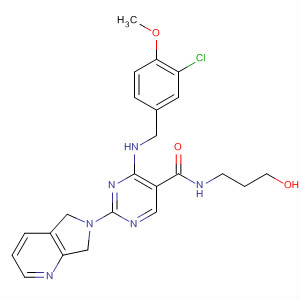 372113-84-3  5-Pyrimidinecarboxamide,4-[[(3-chloro-4-methoxyphenyl)methyl]amino]-2-(5,7-dihydro-6H-pyrrolo[3,4-b]pyridin-6-yl)-N-(3-hydroxypropyl)-