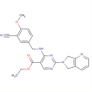 372113-89-8  5-Pyrimidinecarboxylic acid,4-[[(3-cyano-4-methoxyphenyl)methyl]amino]-2-(5,7-dihydro-6H-pyrrolo[3,4-b]pyridin-6-yl)-, ethyl ester