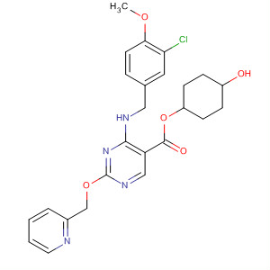 372113-94-5  5-Pyrimidinecarboxylic acid,4-[[(3-chloro-4-methoxyphenyl)methyl]amino]-2-(2-pyridinylmethoxy)-,4-hydroxycyclohexyl ester