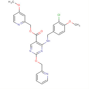 372113-96-7  5-Pyrimidinecarboxylic acid,4-[[(3-chloro-4-methoxyphenyl)methyl]amino]-2-(2-pyridinylmethoxy)-,(4-methoxy-2-pyridinyl)methyl ester