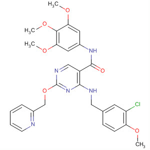 372114-07-3  5-Pyrimidinecarboxamide,4-[[(3-chloro-4-methoxyphenyl)methyl]amino]-2-(2-pyridinylmethoxy)-N-(3,4,5-trimethoxyphenyl)-