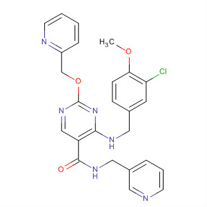372114-15-3  5-Pyrimidinecarboxamide,4-[[(3-chloro-4-methoxyphenyl)methyl]amino]-2-(2-pyridinylmethoxy)-N-(3-pyridinylmethyl)-