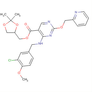 372114-37-9  5-Pyrimidinecarboxylic acid,4-[[(3-chloro-4-methoxyphenyl)methyl]amino]-2-(2-pyridinylmethoxy)-,(2,2-dimethyl-1,3-dioxolan-4-yl)methyl ester