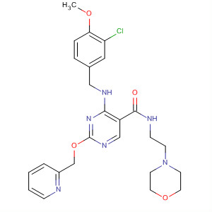 372114-39-1  5-Pyrimidinecarboxamide,4-[[(3-chloro-4-methoxyphenyl)methyl]amino]-N-[2-(4-morpholinyl)ethyl]-2-(2-pyridinylmethoxy)-