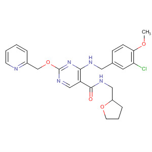 372114-53-9  5-Pyrimidinecarboxamide,4-[[(3-chloro-4-methoxyphenyl)methyl]amino]-2-(2-pyridinylmethoxy)-N-[(tetrahydro-2-furanyl)methyl]-