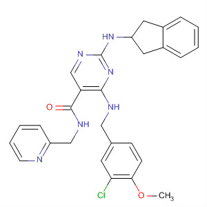 372114-55-1  5-Pyrimidinecarboxamide,4-[[(3-chloro-4-methoxyphenyl)methyl]amino]-2-[(2,3-dihydro-1H-inden-2-yl)amino]-N-(2-pyridinylmethyl)-