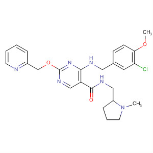 372114-61-9  5-Pyrimidinecarboxamide,4-[[(3-chloro-4-methoxyphenyl)methyl]amino]-N-[(1-methyl-2-pyrrolidinyl)methyl]-2-(2-pyridinylmethoxy)-