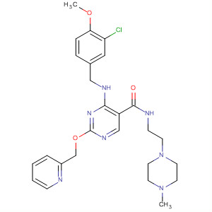 372114-64-2  5-Pyrimidinecarboxamide,4-[[(3-chloro-4-methoxyphenyl)methyl]amino]-N-[2-(4-methyl-1-piperazinyl)ethyl]-2-(2-pyridinylmethoxy)-