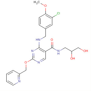 372115-05-4  5-Pyrimidinecarboxamide,4-[[(3-chloro-4-methoxyphenyl)methyl]amino]-N-(2,3-dihydroxypropyl)-2-(2-pyridinylmethoxy)-