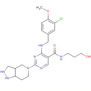 372115-23-6  5-Pyrimidinecarboxamide,4-[[(3-chloro-4-methoxyphenyl)methyl]amino]-N-(3-hydroxypropyl)-2-(1,4,6,7-tetrahydro-5H-pyrazolo[4,3-c]pyridin-5-yl)-