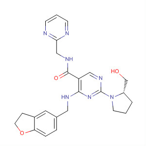 372115-61-2  5-Pyrimidinecarboxamide,4-[[(2,3-dihydro-5-benzofuranyl)methyl]amino]-2-[(2S)-2-(hydroxymethyl)-1-pyrrolidinyl]-N-(2-pyrimidinylmethyl)-