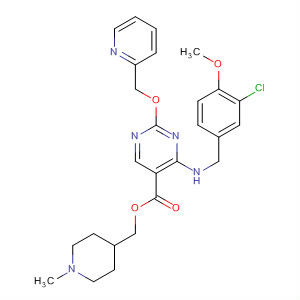 372115-74-7  5-Pyrimidinecarboxylic acid,4-[[(3-chloro-4-methoxyphenyl)methyl]amino]-2-(2-pyridinylmethoxy)-,(1-methyl-4-piperidinyl)methyl ester