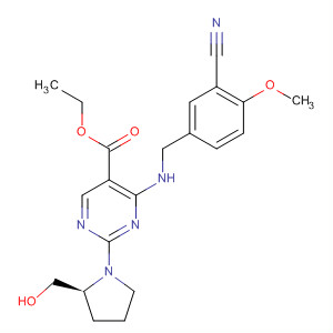 372115-75-8  5-Pyrimidinecarboxylic acid,4-[[(3-cyano-4-methoxyphenyl)methyl]amino]-2-[(2S)-2-(hydroxymethyl)-1-pyrrolidinyl]-, ethyl ester
