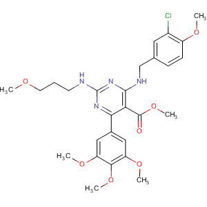 372117-39-0  5-Pyrimidinecarboxylic acid,4-[[(3-chloro-4-methoxyphenyl)methyl]amino]-2-[(2-methoxyethyl)methylamino]-6-(3,4,5-trimethoxyphenyl)-, methyl ester