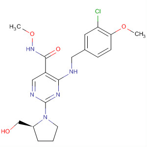 372117-55-0  5-Pyrimidinecarboxamide,4-[[(3-chloro-4-methoxyphenyl)methyl]amino]-2-[(2S)-2-(hydroxymethyl)-1-pyrrolidinyl]-N-methoxy-