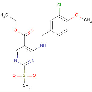 372117-76-5  5-Pyrimidinecarboxylic acid,4-[[(3-chloro-4-methoxyphenyl)methyl]amino]-2-(methylsulfonyl)-, ethylester
