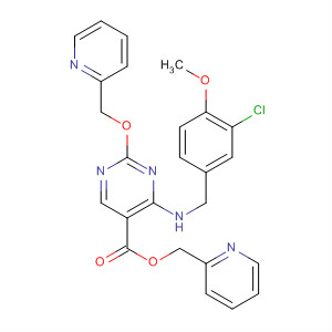 372117-77-6  5-Pyrimidinecarboxylic acid,4-[[(3-chloro-4-methoxyphenyl)methyl]amino]-2-(2-pyridinylmethoxy)-,2-pyridinylmethyl ester