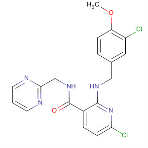 372117-99-2  3-Pyridinecarboxamide,6-chloro-2-[[(3-chloro-4-methoxyphenyl)methyl]amino]-N-(2-pyrimidinylmethyl)-
