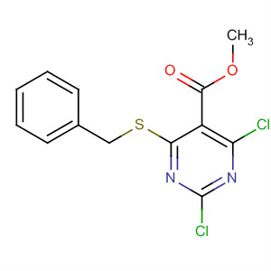 372118-14-4  5-Pyrimidinecarboxylic acid, 2,4-dichloro-6-[(phenylmethyl)thio]-, methylester