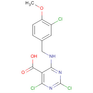 372118-25-7  5-Pyrimidinecarboxylic acid,2,4-dichloro-6-[[(3-chloro-4-methoxyphenyl)methyl]amino]-