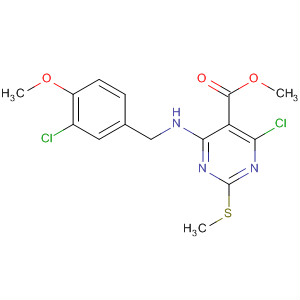 372118-32-6  5-Pyrimidinecarboxylic acid,4-chloro-6-[[(3-chloro-4-methoxyphenyl)methyl]amino]-2-(methylthio)-,methyl ester