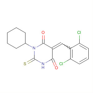 374541-44-3  4,6(1H,5H)-Pyrimidinedione,5-[(2,6-dichlorophenyl)methylene]dihydro-1-phenyl-2-thioxo-