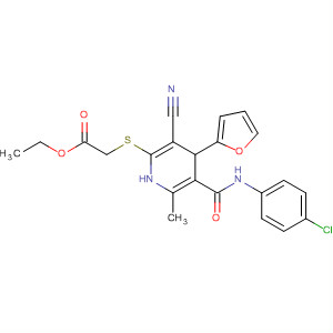 375352-66-2  Acetic acid,[[5-[[(4-chlorophenyl)amino]carbonyl]-3-cyano-4-(2-furanyl)-1,4-dihydro-6-methyl-2-pyridinyl]thio]-, ethyl ester