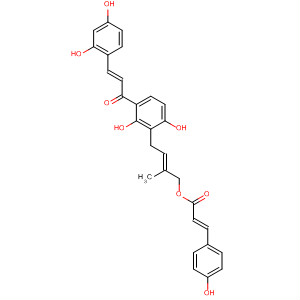 376362-05-9  2-Propenoic acid, 3-(4-hydroxyphenyl)-,(2E)-4-[3-[(2E)-3-(2,4-dihydroxyphenyl)-1-oxo-2-propenyl]-2,6-dihydroxyphenyl]-2-methyl-2-butenyl ester, (2E)-
