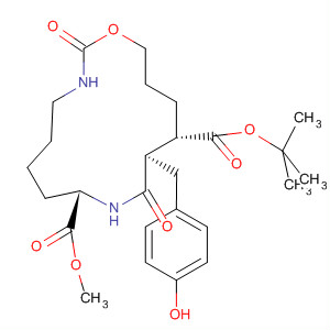 377088-79-4  1-Oxa-3,9-diazacyclopentadecane-8,12-dicarboxylic acid,11-[(4-hydroxyphenyl)methyl]-2,10-dioxo-, 12-(1,1-dimethylethyl)8-methyl ester, (8S,11R,12S)-