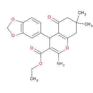 342397-01-7  4H-1-Benzopyran-3-carboxylic acid,2-amino-4-(1,3-benzodioxol-5-yl)-5,6,7,8-tetrahydro-7,7-dimethyl-5-oxo-, ethyl ester