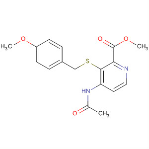 342580-17-0  2-Pyridinecarboxylic acid,4-(acetylamino)-3-[[(4-methoxyphenyl)methyl]thio]-, methyl ester