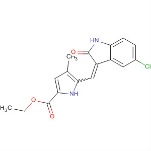 342641-16-1  1H-Pyrrole-2-carboxylic acid,5-[(5-chloro-1,2-dihydro-2-oxo-3H-indol-3-ylidene)methyl]-4-methyl-,ethyl ester