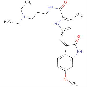 342641-28-5  1H-Pyrrole-2-carboxamide,N-[3-(diethylamino)propyl]-5-[(1,2-dihydro-6-methoxy-2-oxo-3H-indol-3-ylidene)methyl]-3-methyl-