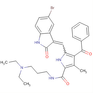 342641-33-2  1H-Pyrrole-2-carboxamide,4-benzoyl-5-[(5-bromo-1,2-dihydro-2-oxo-3H-indol-3-ylidene)methyl]-N-[3-(diethylamino)propyl]-3-methyl-