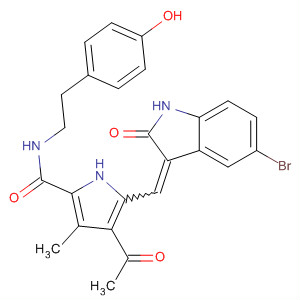 342641-48-9  1H-Pyrrole-2-carboxamide,4-acetyl-5-[(5-bromo-1,2-dihydro-2-oxo-3H-indol-3-ylidene)methyl]-N-[2-(4-hydroxyphenyl)ethyl]-3-methyl-